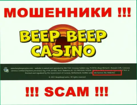 Не имейте дело с Beep Beep Casino, даже зная их лицензию, показанную на сайте, Вы не сумеете спасти собственные денежные активы