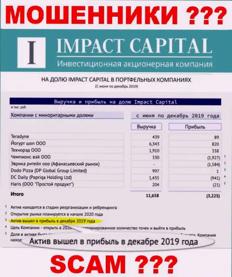 На официальном интернет-сервисе ImpactCapital Com рисуют реальную прибыль организации ?