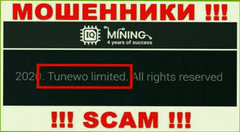 Мошенники АйКьюМайнинг сообщают, что Tunewo Limited владеет их лохотронным проектом