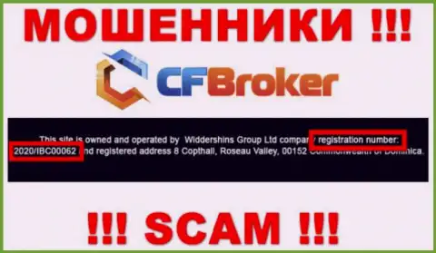 Регистрационный номер кидал CFBroker Io, с которыми очень опасно совместно работать - 2020/IBC00062