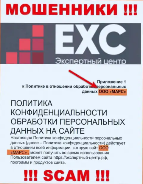 Вот кто управляет компанией Экспертный-Центр РФ - это ООО МАРС