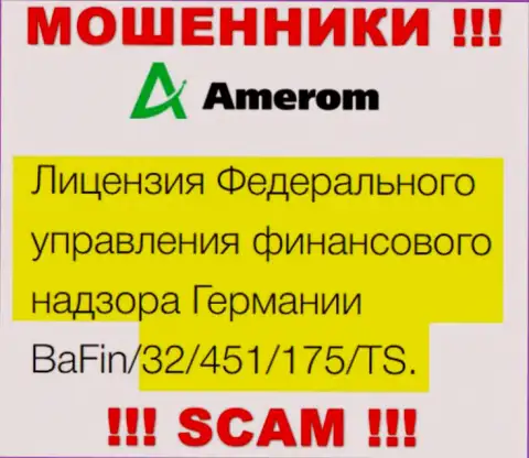 На сайте Amerom размещена их лицензия, но это коварные мошенники - не нужно доверять им