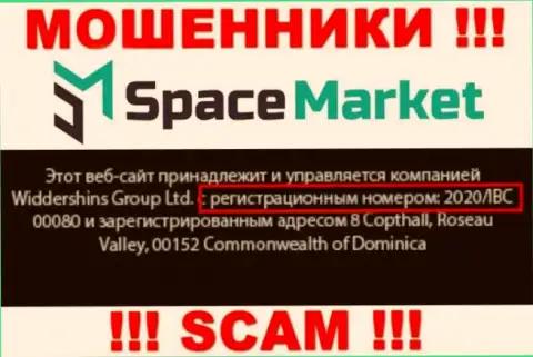 Рег. номер, который принадлежит конторе Space Market - 2020/IBC 00080