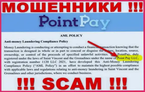 Компанией Поинт Пэй управляет Point Pay LLC - сведения с официального сайта обманщиков