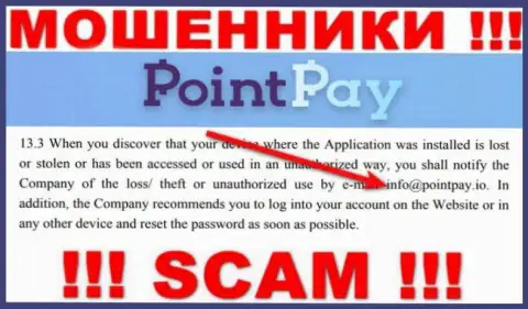 Компания Поинт Пэй не прячет свой е-майл и размещает его на своем web-сервисе