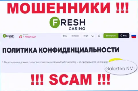 Юр. лицо интернет-мошенников Fresh Casino - это GALAKTIKA N.V