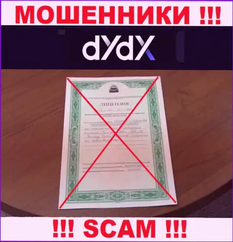 У компании dYdX Exchange не показаны данные о их лицензии - это наглые интернет шулера !