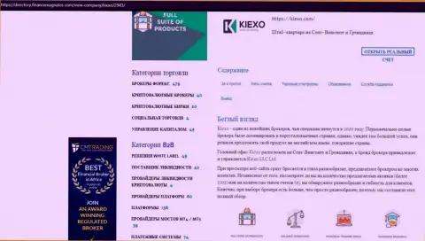 Обзорный материал о торговых условиях Форекс организации KIEXO, размещенный на сайте директори финансмагнатес Ком