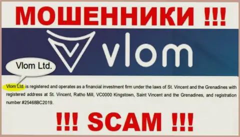 Юридическое лицо, владеющее мошенниками Влом - это Vlom Ltd