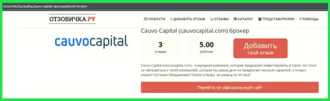 Компания Cauvo Capital, в сжатой информационной статье на интернет-сервисе Отзовичка Ру