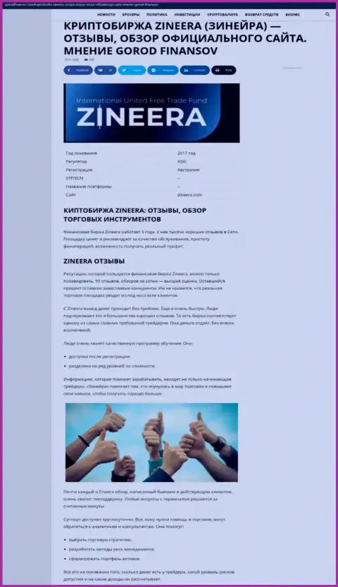 Обзор условий для торговли брокера Зинейра Ком на веб-ресурсе городфинансов ком